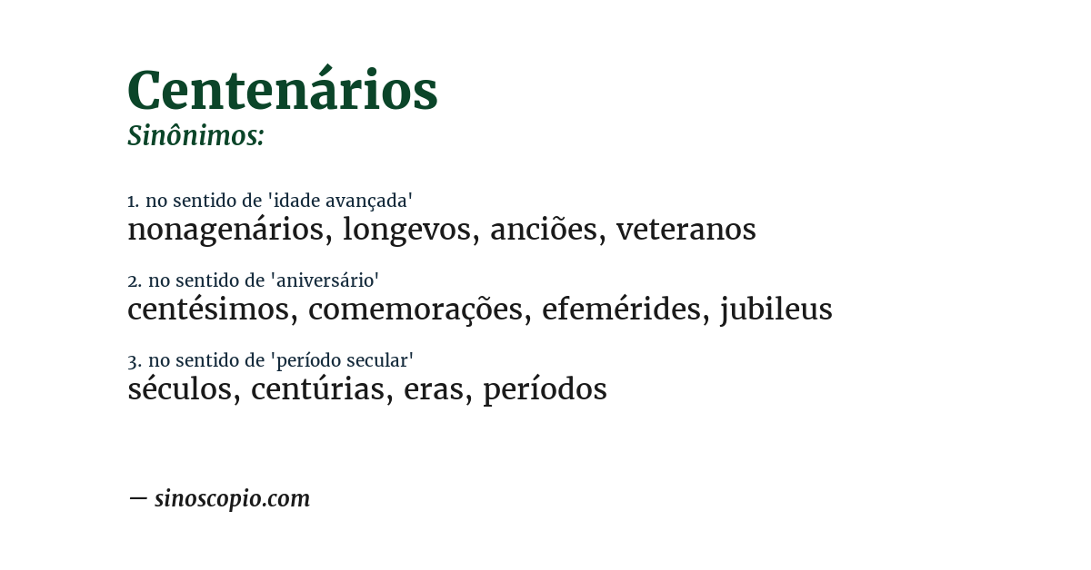 Sinônimo de centenários