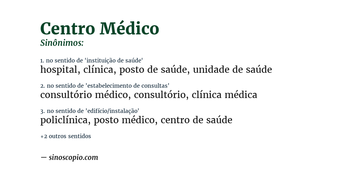 Sinônimo de centro médico