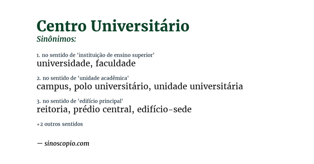 Sinônimo de centro universitário