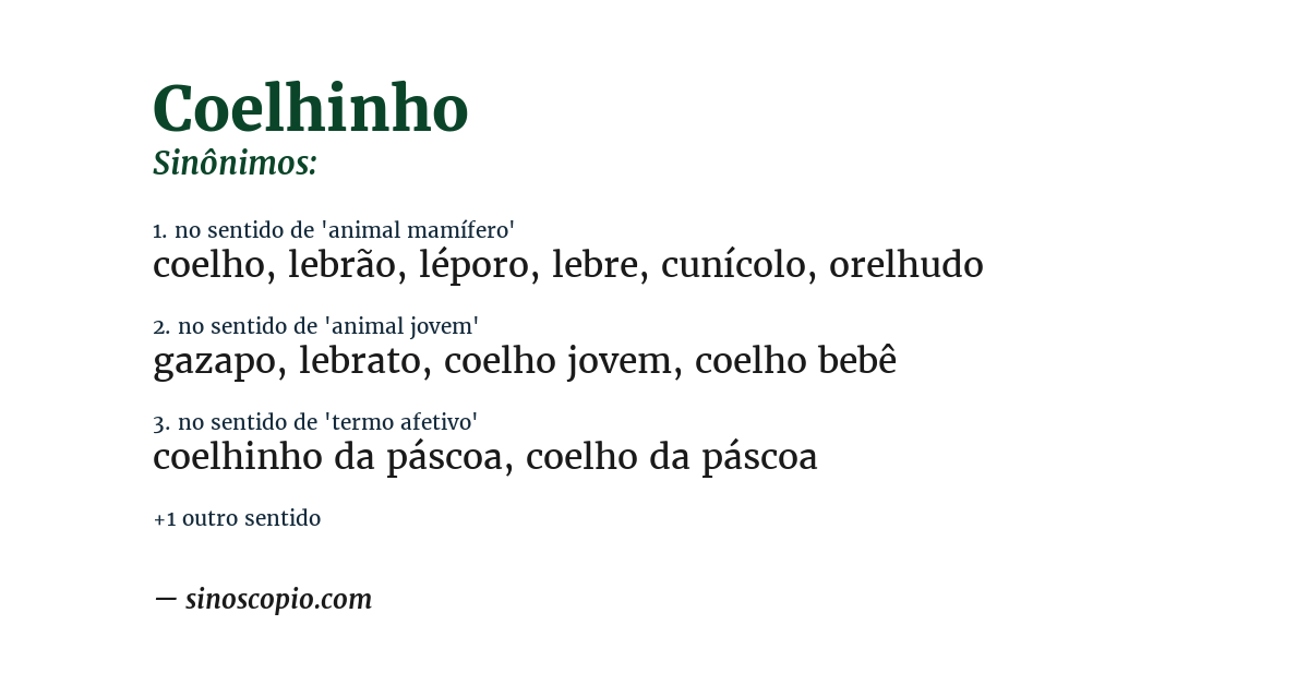 Sinônimo de coelhinho