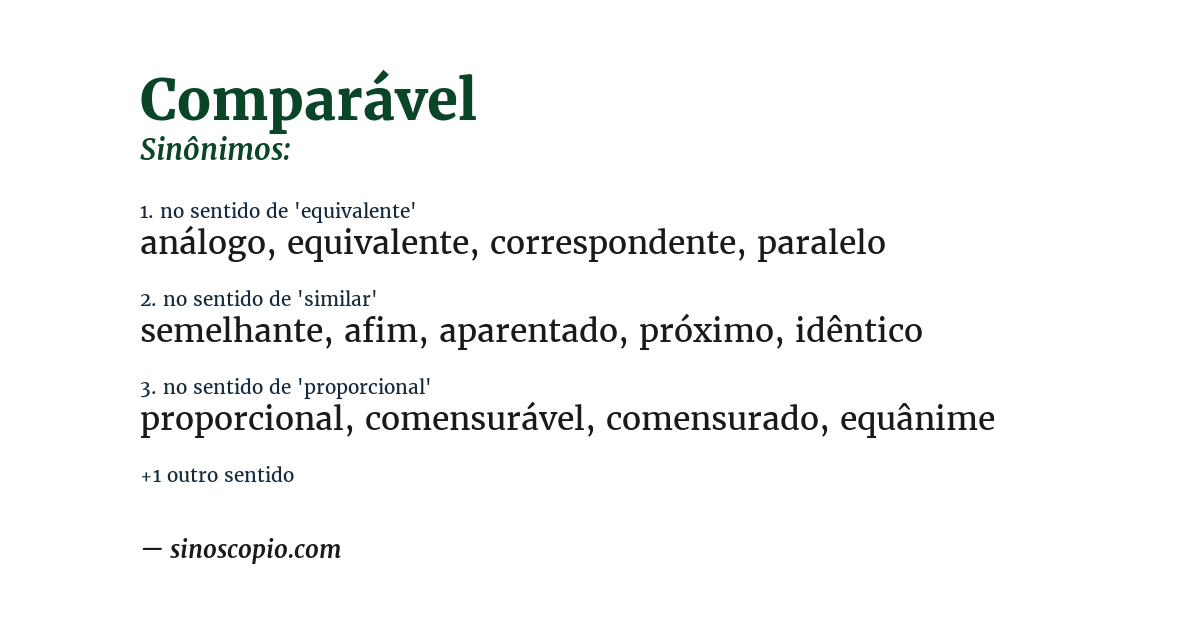 Sinônimo de comparável
