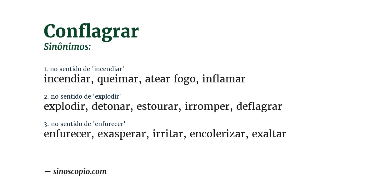 Sinônimo de conflagrar