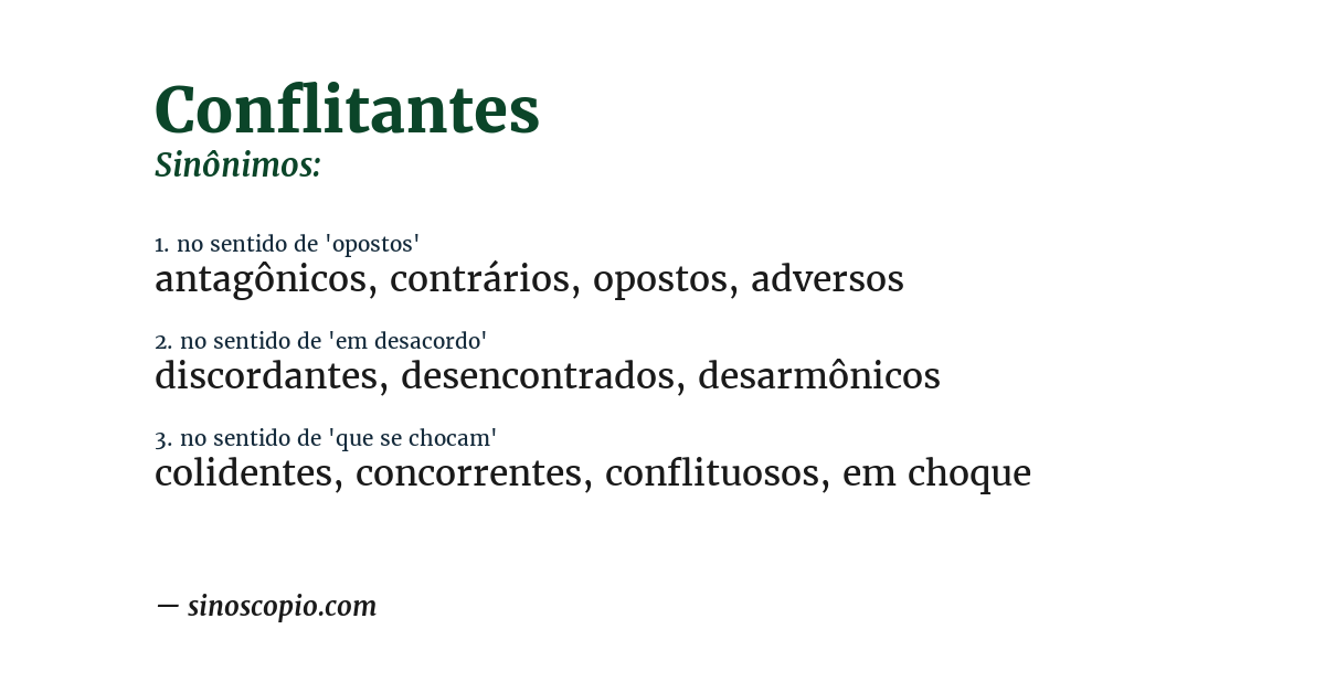 Sinônimo de conflitantes