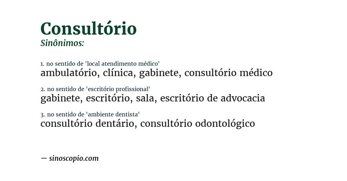 Sinônimo de consultório