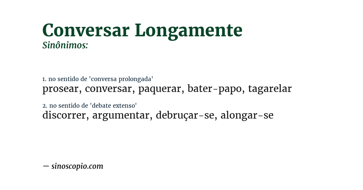 Sinônimo de conversar longamente