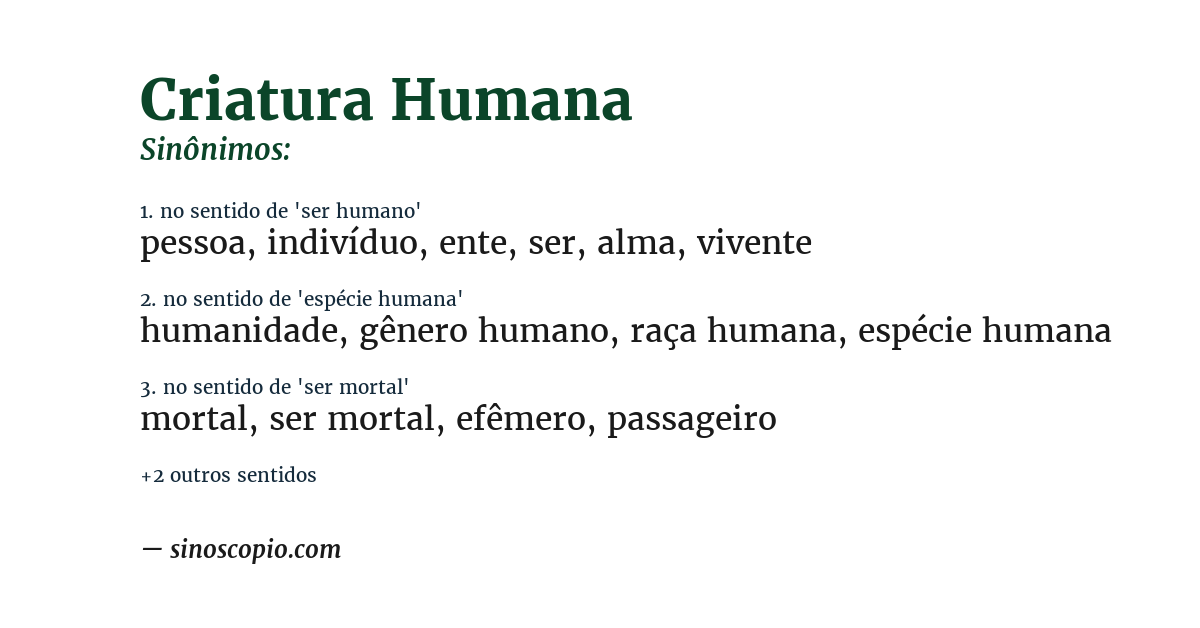 Sinônimo de criatura humana