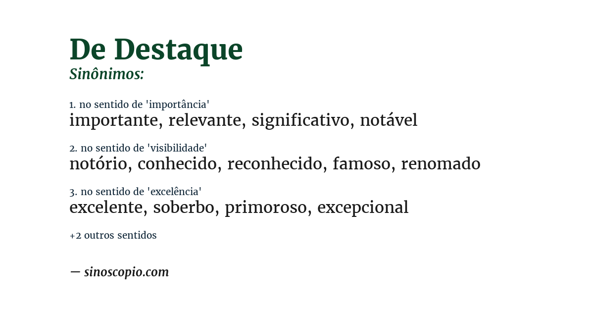 Sinônimo de de destaque