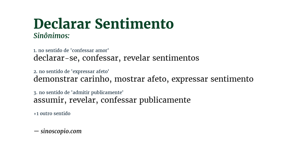 Sinônimo de declarar sentimento