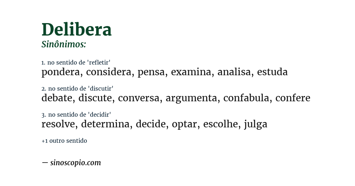Sinônimo de delibera