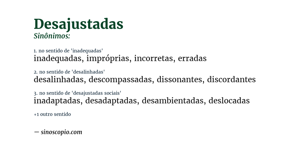 Sinônimo de desajustadas