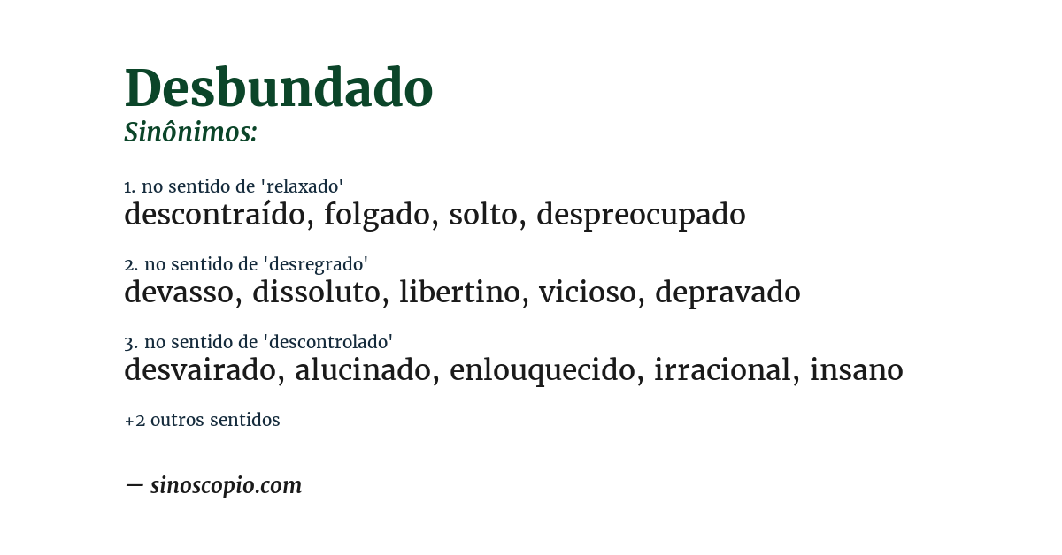 Sinônimo de desbundado