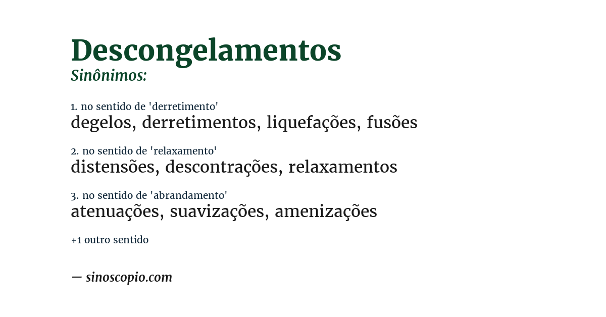 Sinônimo de descongelamentos