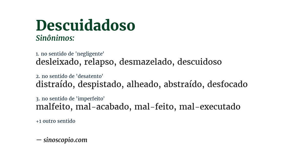 Sinônimo de descuidadoso