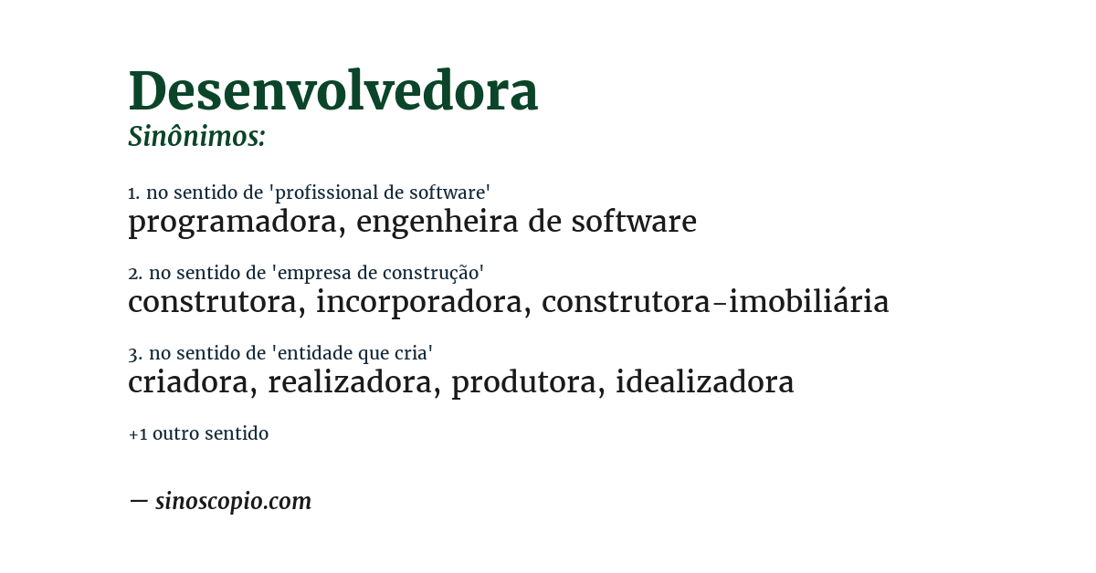 Sinônimo de desenvolvedora