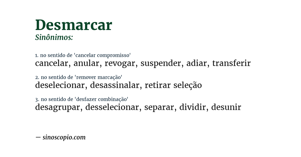 Sinônimo de desmarcar