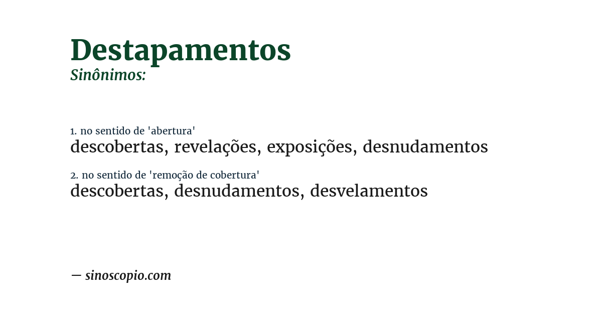 Sinônimo de destapamentos