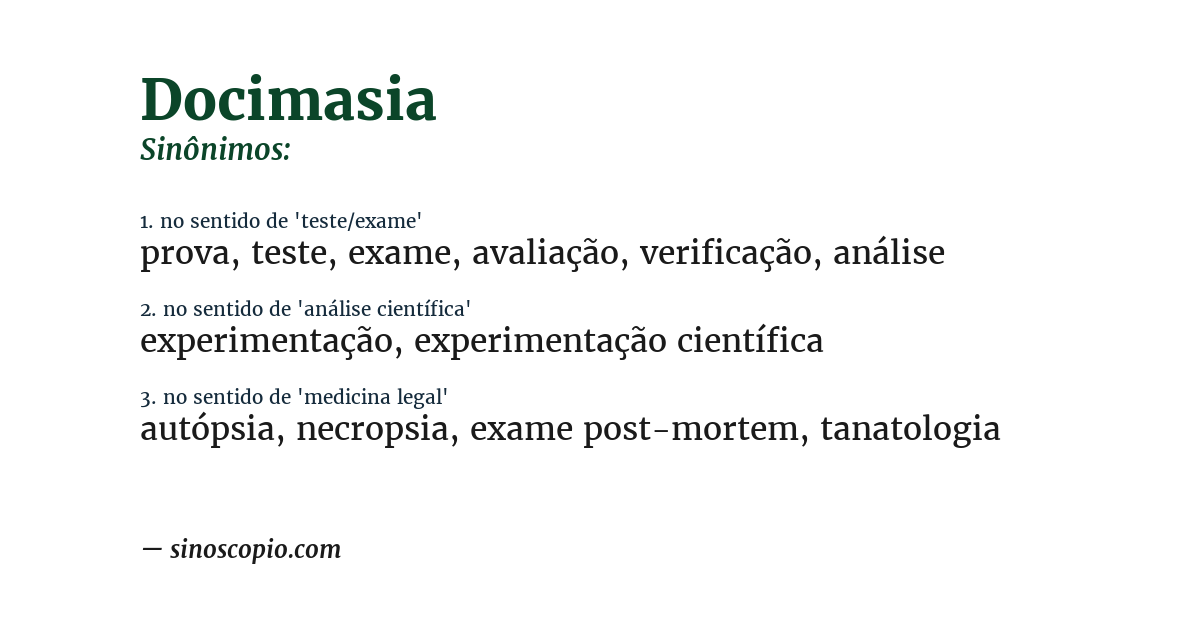 Sinônimo de docimasia