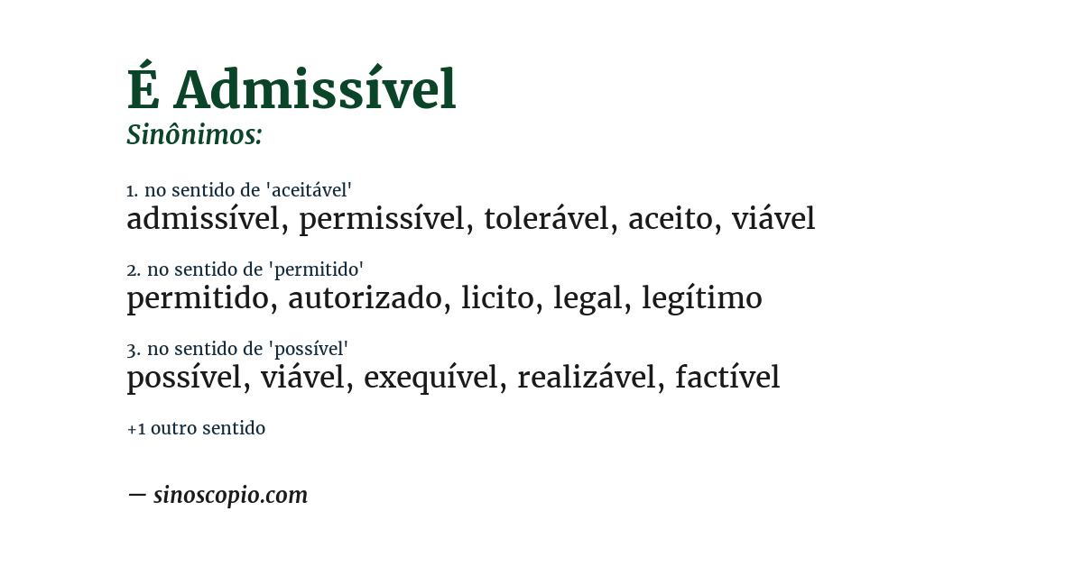 Sinônimo de é admissível