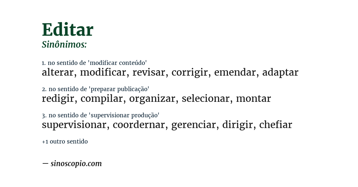 Sinônimo de editar