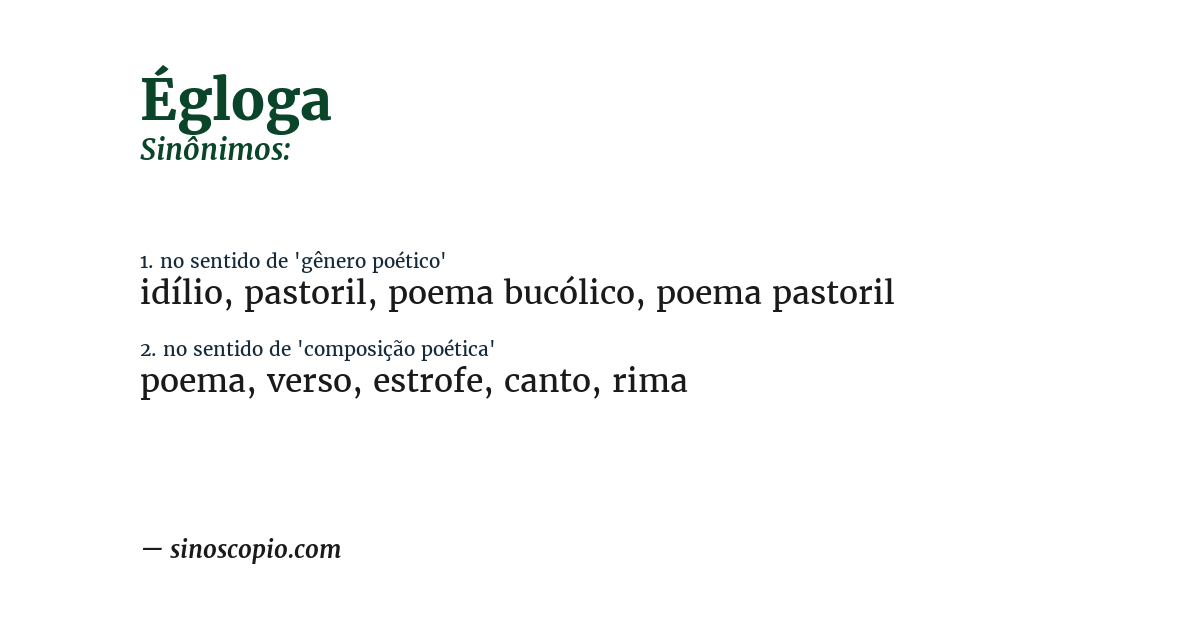 Sinônimo de égloga