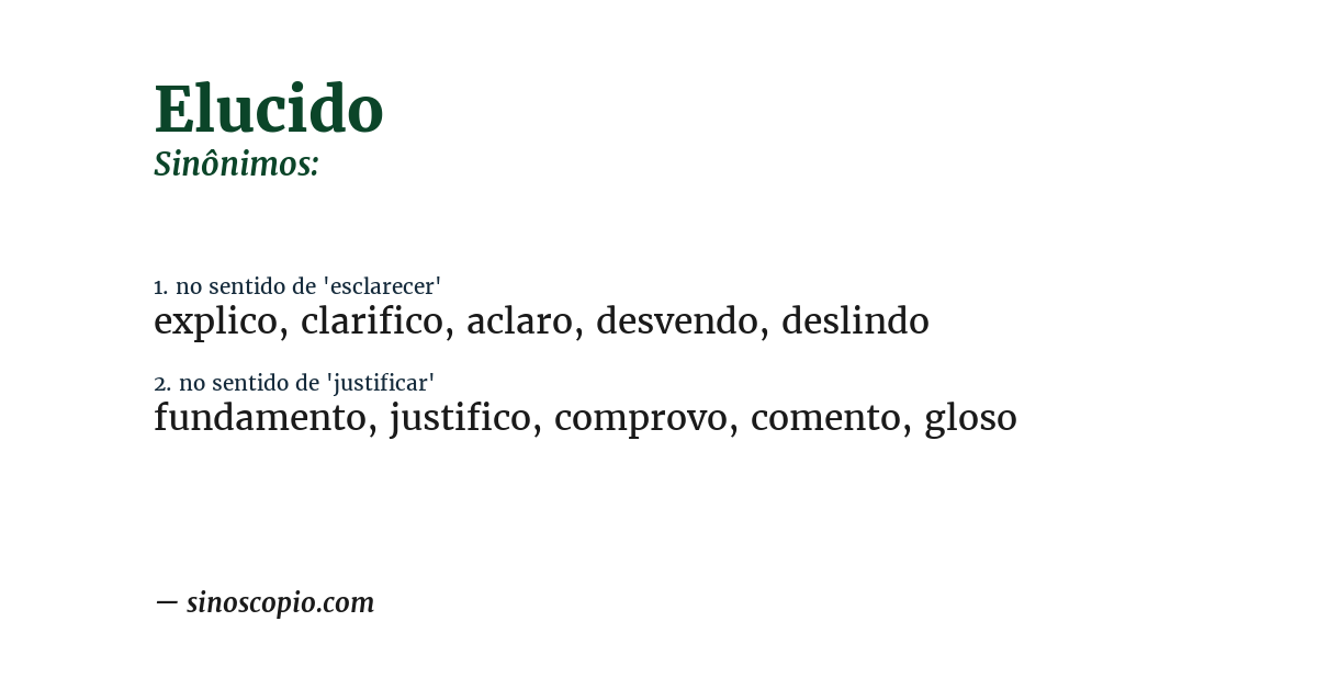 Sinônimo de elucido