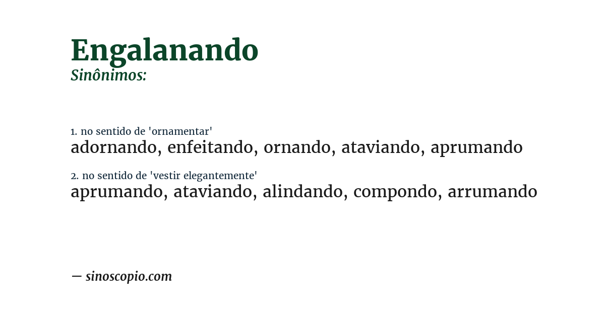 Sinônimo de engalanando