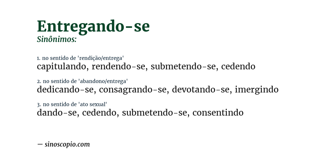 Sinônimo de entregando-se