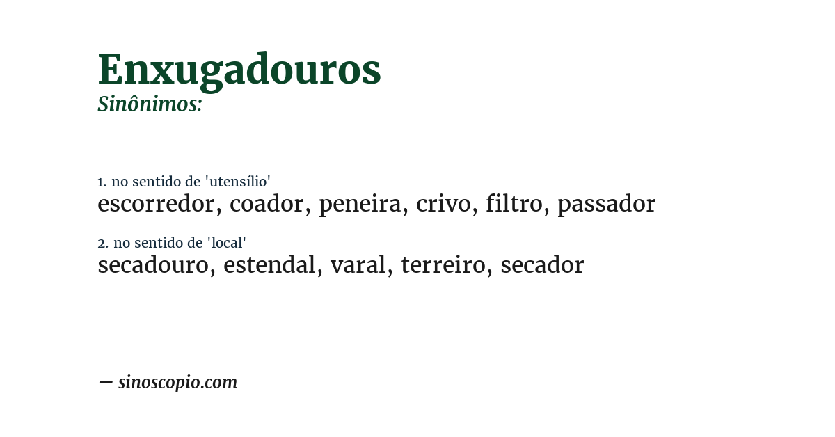 Sinônimo de enxugadouros