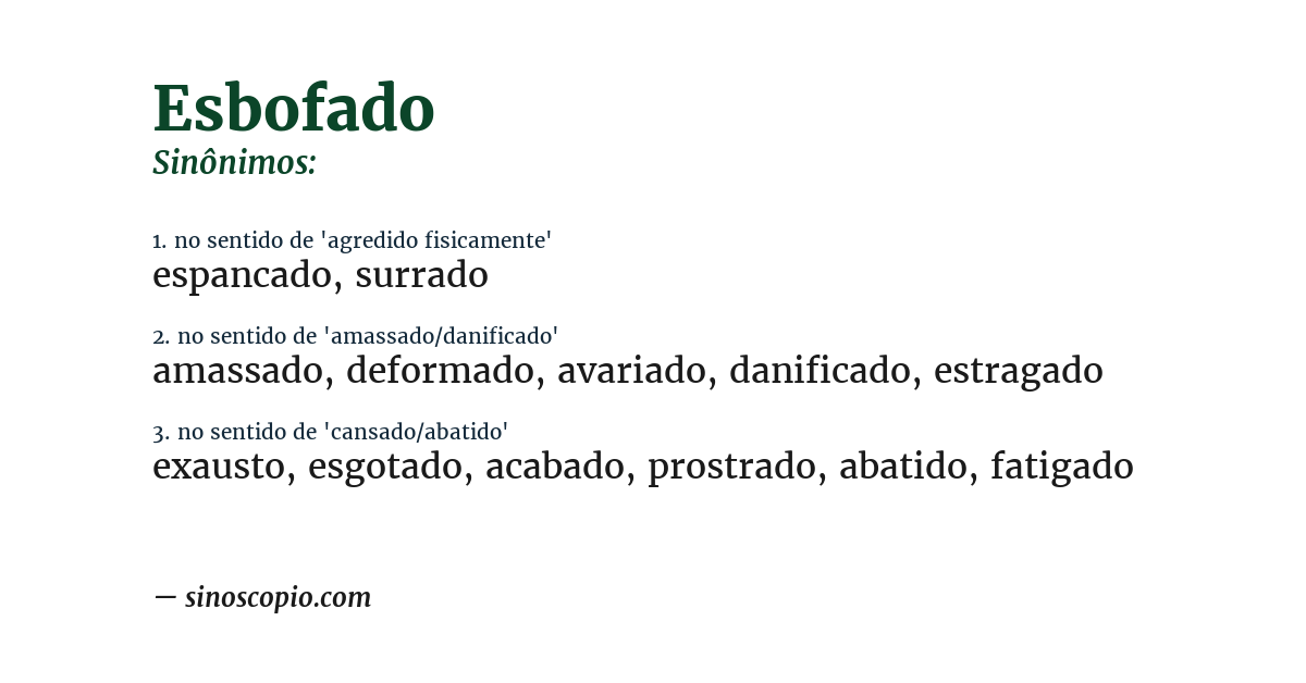 Sinônimo de esbofado