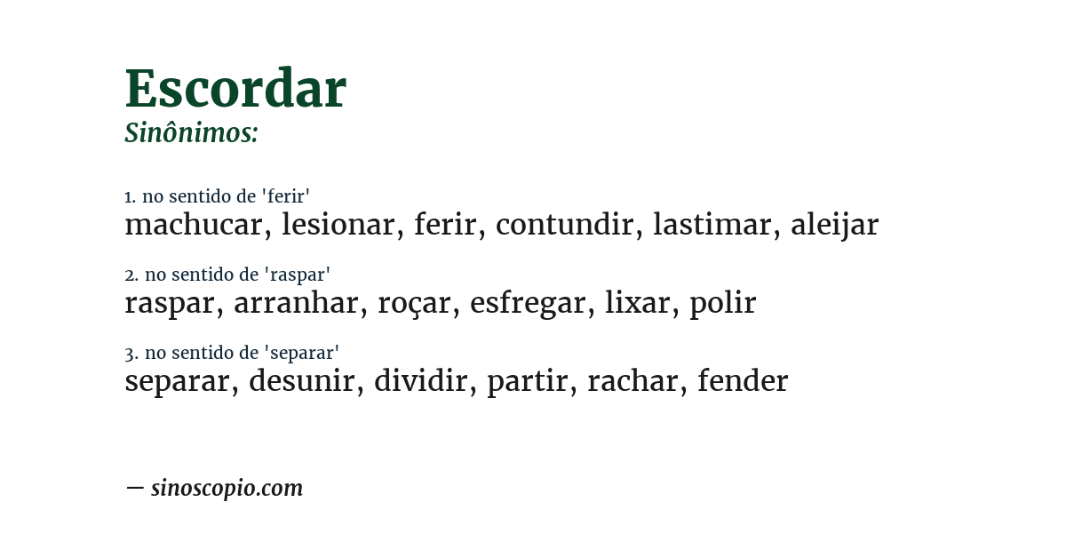 Sinônimo de escordar
