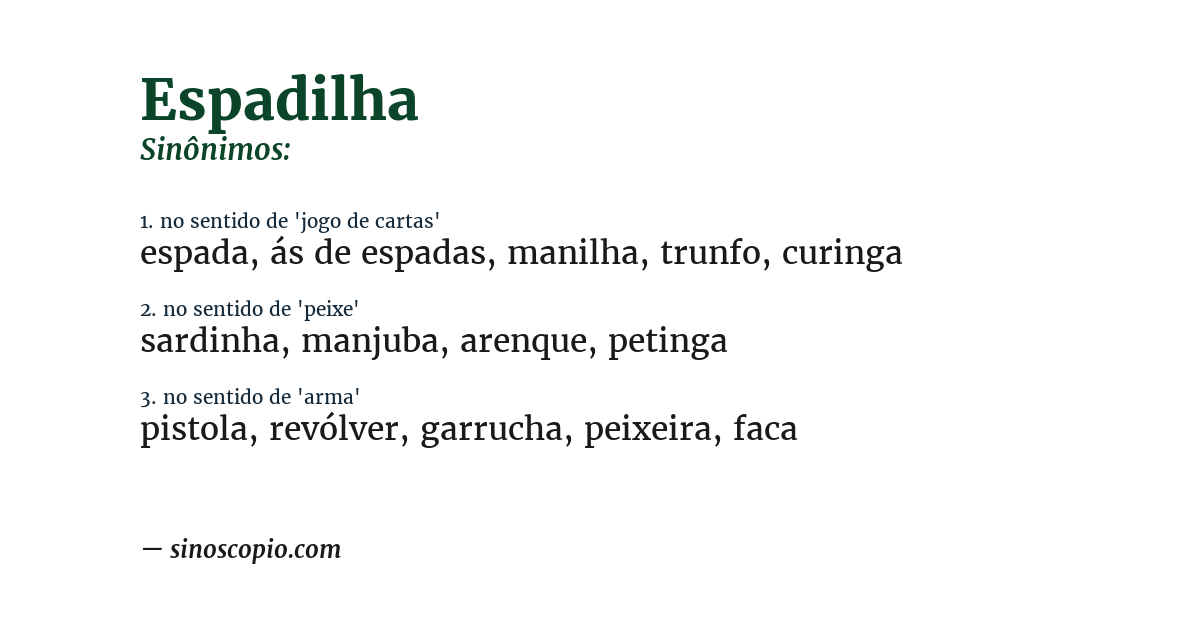 Sinônimo de espadilha