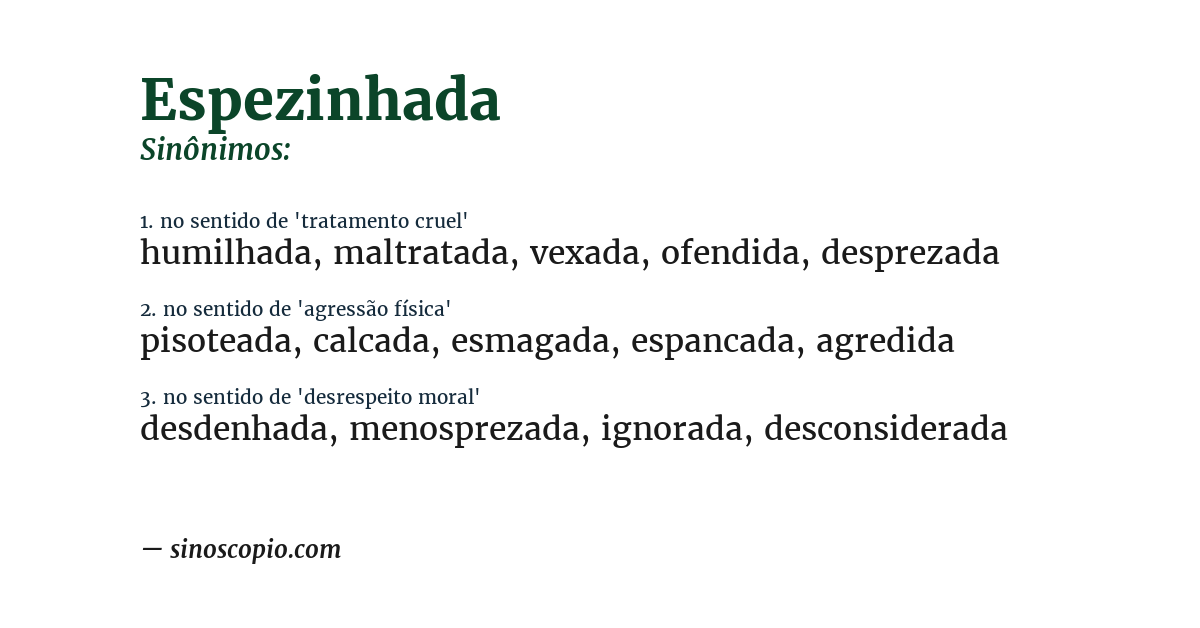 Sinônimo de espezinhada