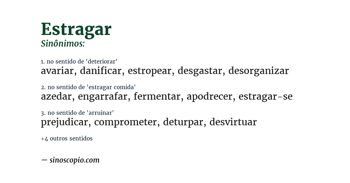 Sinônimo de estragar