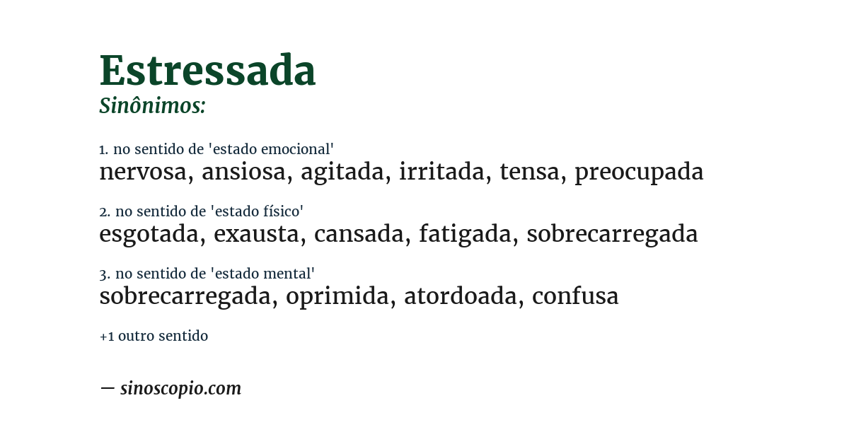 Sinônimo de estressada
