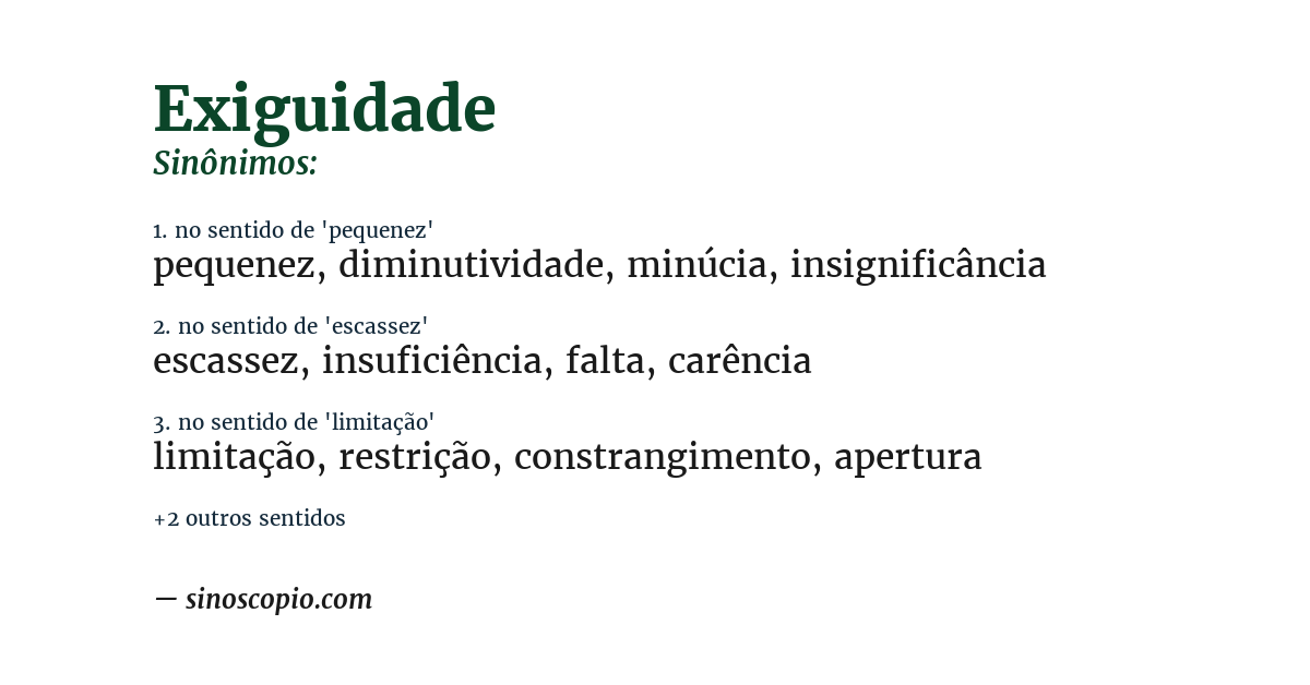 Sinônimo de exiguidade