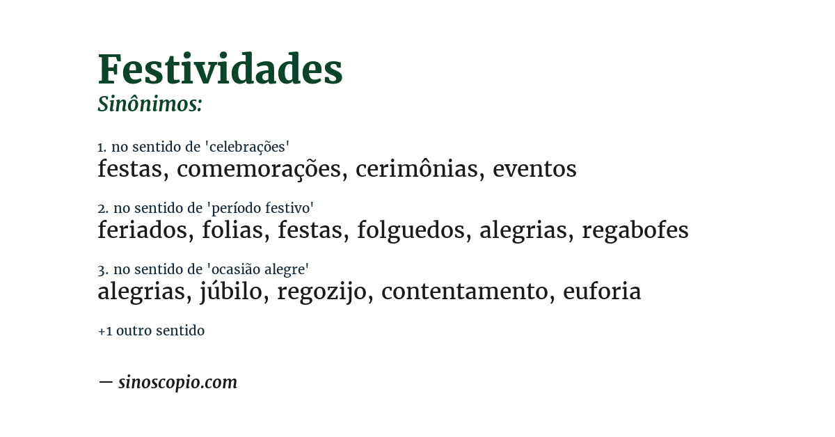Sinônimo de festividades