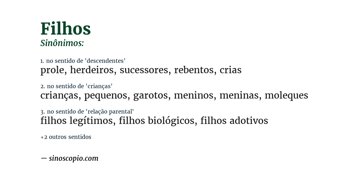 Sinônimo de filhos