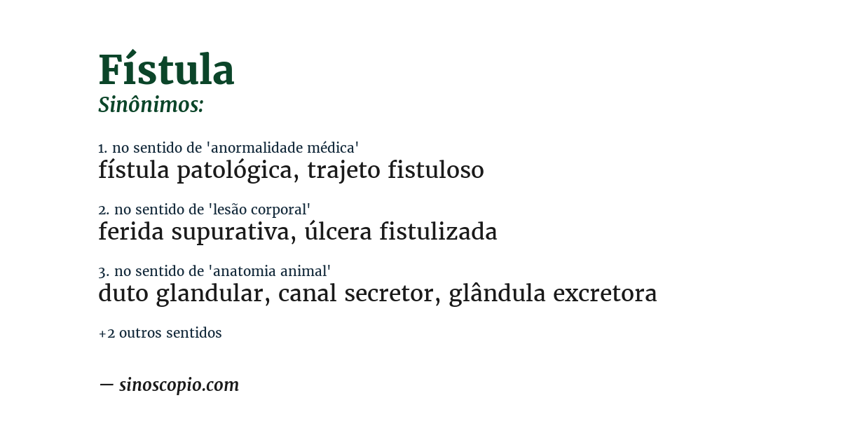Sinônimo de fístula