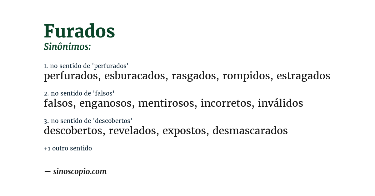 Sinônimo de furados