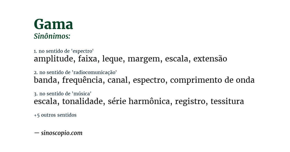 Sinônimo de gama
