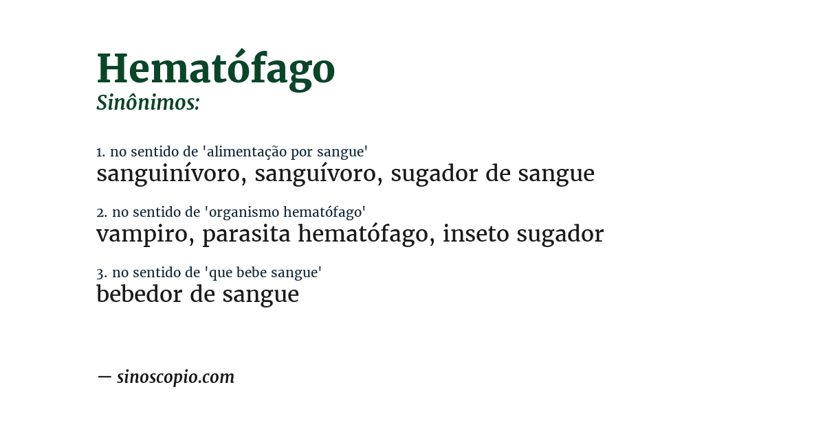 Sinônimo de hematófago