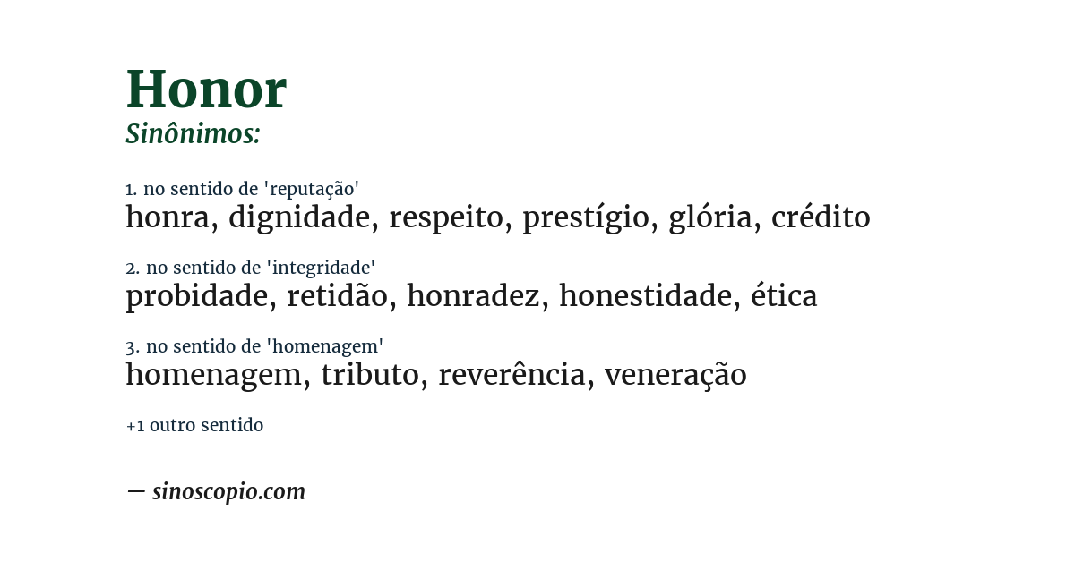 Sinônimo de honor