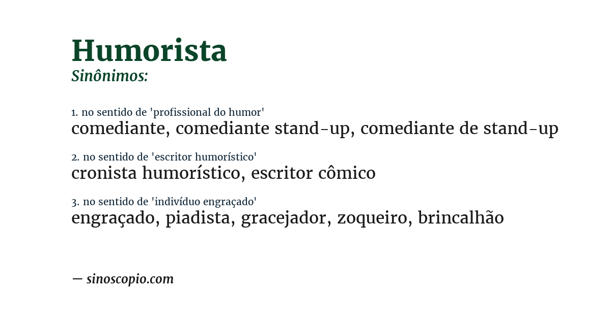 Sinônimo de humorista