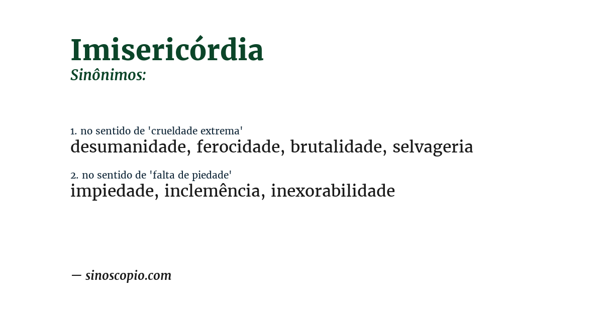 Sinônimo de imisericórdia