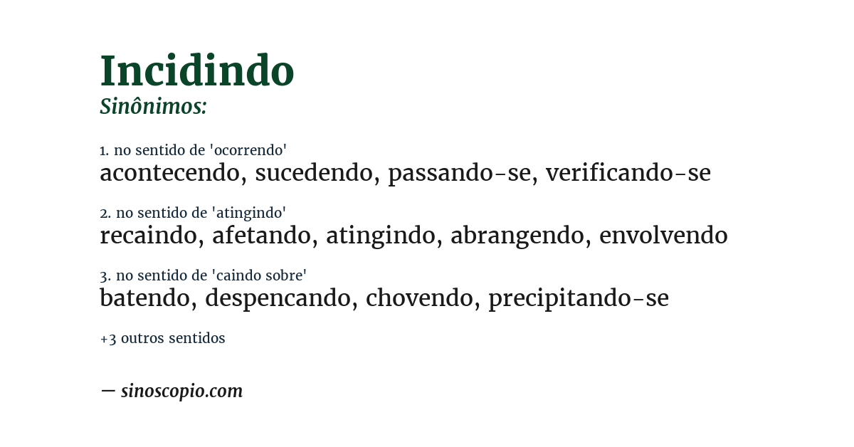 Sinônimo de incidindo