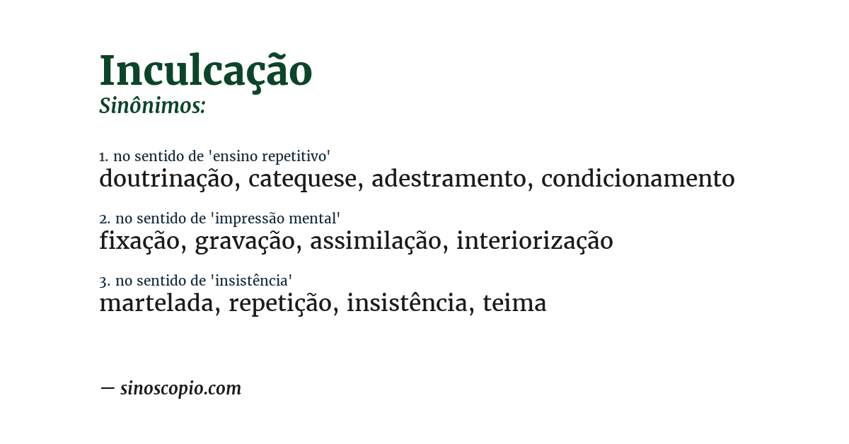Sinônimo de inculcação