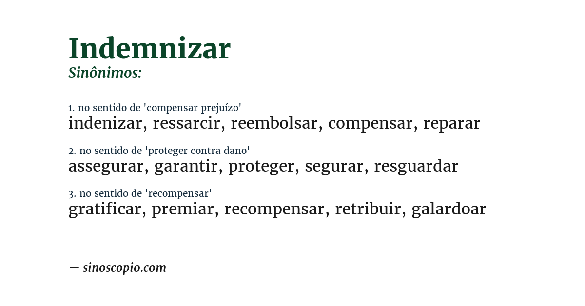Sinônimo de indemnizar
