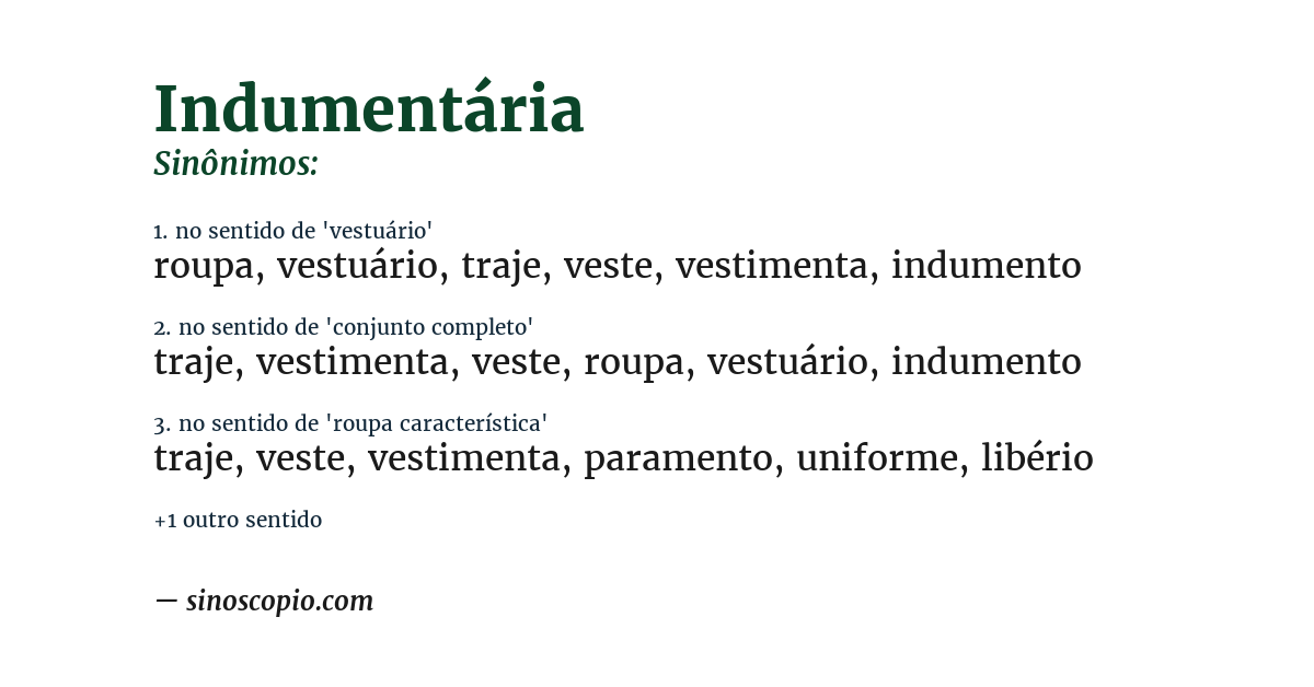 Sinônimo de indumentária