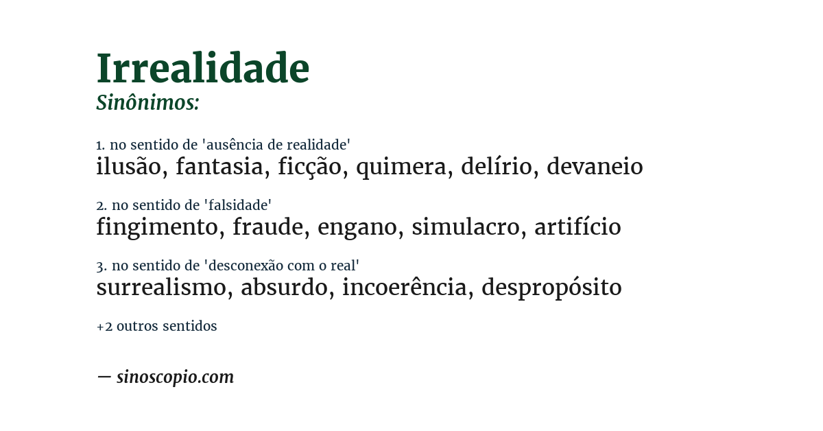 Sinônimo de irrealidade