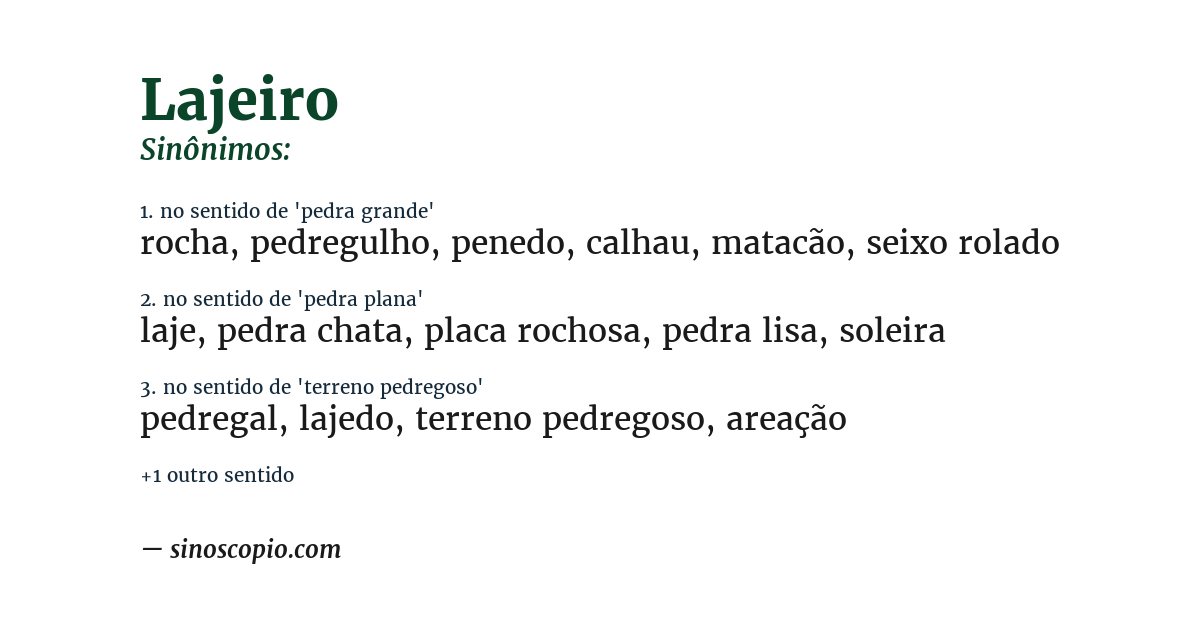 Sinônimo de lajeiro